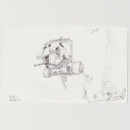 Lot # 144: AT-ST Chicken Walker Sketch - with Ewoks