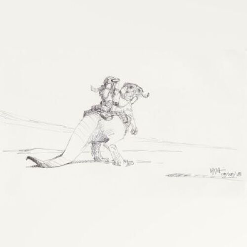 Lot # 146: Luke on Tauntaun with Binoculars Design Sketch