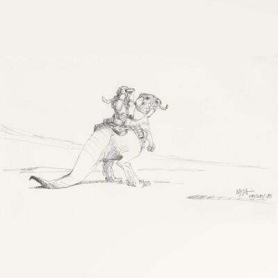 Lot # 146: Luke on Tauntaun with Binoculars Design Sketch