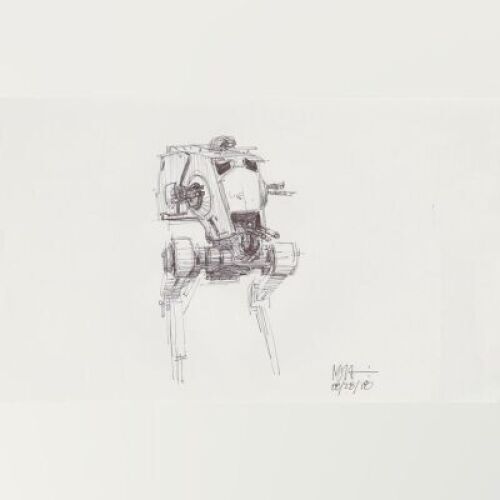 Lot # 148: AT-ST Chicken Walker Concept Sketch - with Driver