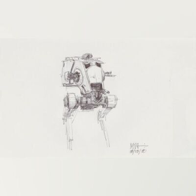 Lot # 148: AT-ST Chicken Walker Concept Sketch - with Driver