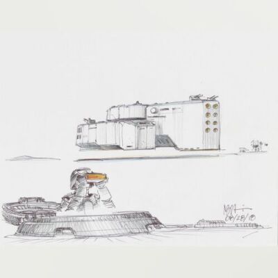 Lot # 151: Large-scale Hoth Tank Colored Design Sketches