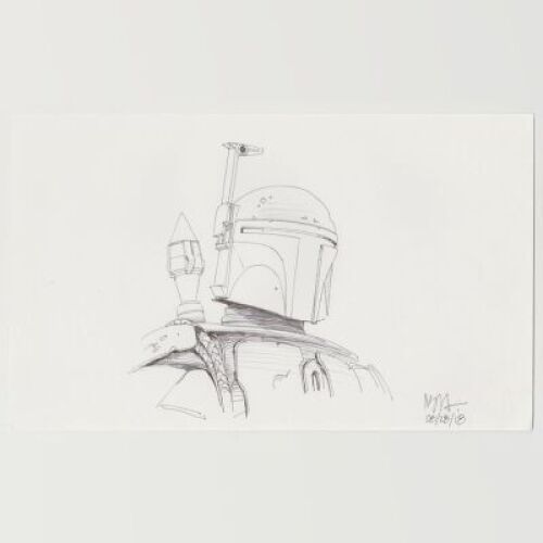 Lot # 152: Boba Fett Sketch - Chest and Helmet