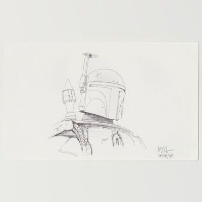 Lot # 152: Boba Fett Sketch - Chest and Helmet