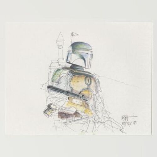 Lot # 156: Boba Fett Colored Sketch - Armor