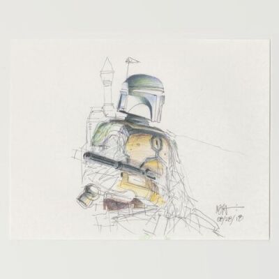 Lot # 156: Boba Fett Colored Sketch - Armor