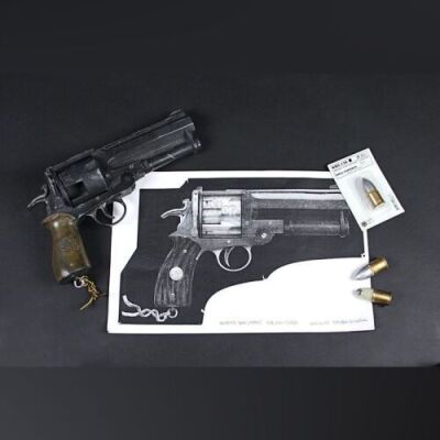 HELLBOY (2004) - Hellboy's (Ron Perlman) Good Samaritan Pistol, Bullets & Design Prints