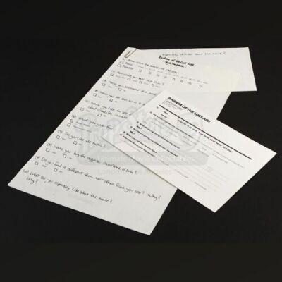 RAIDERS OF THE LOST ARK (1981) - Pre-Release Questionnaire and Mock-Up