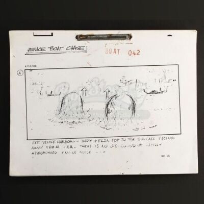 INDIANA JONES AND THE LAST CRUSADE (1989) - Venice Boat Chase Sequence Storyboard Set