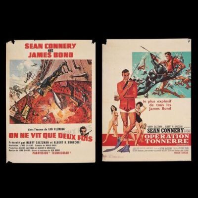 Lot #130 - JAMES BOND: THUNDERBALL (1965) AND YOU ONLY LIVE TWICE (1967) - Two French Small Posters 1970s Re-Releases