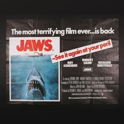 Lot #183 - JAWS (1975) - UK Quad Poster c 1977-78 Re-Release