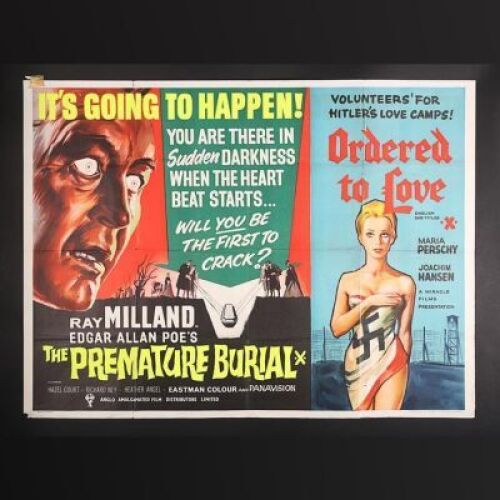 Lot #310 - THE PREMATURE BURIAL (1962) / ORDERED TO LOVE (1961) - Double-Bill UK Quad Poster c1963-64
