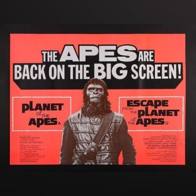 Lot #359 - PLANET OF THE APES (1968) / ESCAPE FROM THE PLANET OF THE APES (1971) - UK Double-Bill Quad Poster c1972-73