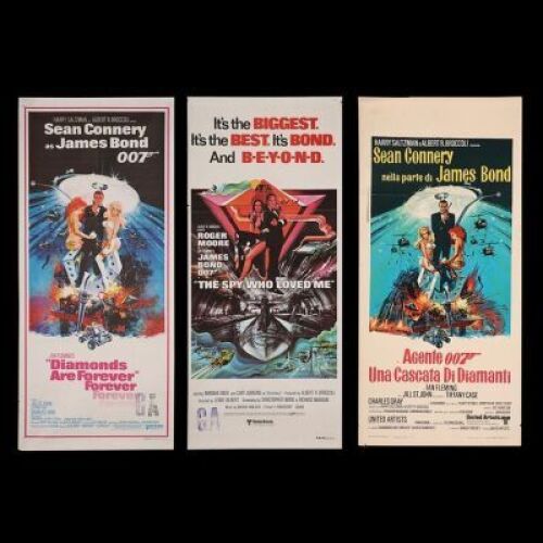 Lot #138 - JAMES BOND: DIAMONDS ARE FOREVER (1971) AND THE SPY WHO LOVED ME (1977) - Two Australian Daybills and One Italian Locandina 1971-77