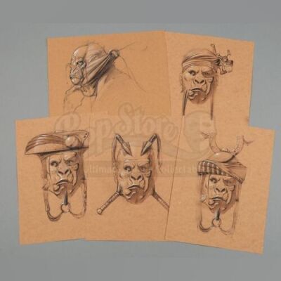 PLANET OF THE APES (2001) - Set of Five Hand-Drawn Early Ape Concepts