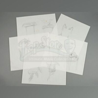 PLANET OF THE APES (2001) - Lot of Five Hand-Drawn Ape Headwear Designs