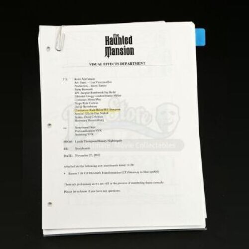 THE HAUNTED MANSION (2003) - Storyboard and Character Design Lot