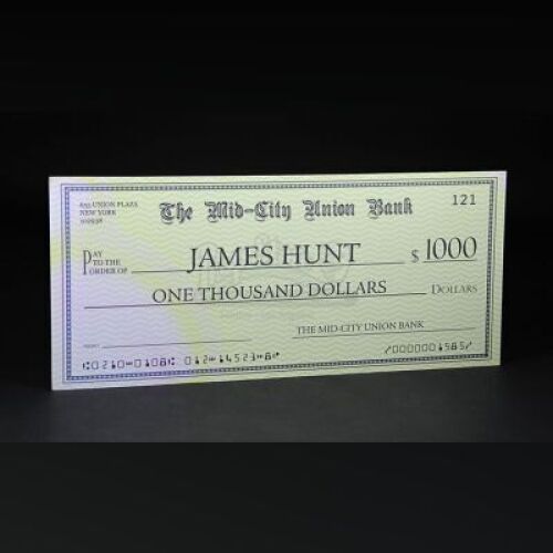 RUSH - James Hunt (Chris Hemsworth) Oversized Winners Cheque (RP013)