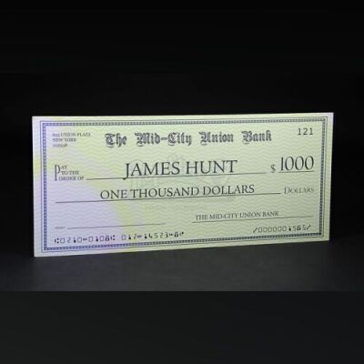 RUSH - James Hunt (Chris Hemsworth) Oversized Winners Cheque (RP013)