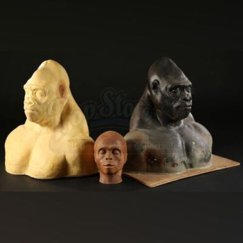 PLANET OF THE APES (2001) - 
 Two Attar (Michael Clarke Duncan) Gorilla Busts and Ari (Helena Bonham Carter) Paint Test