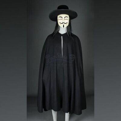 V FOR VENDETTA (2005) - "V" Mask, Hat, Wig and Cloak