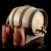 Lot # 28: Lion's Pride Inn Oak Barrel, Stand and Mugs