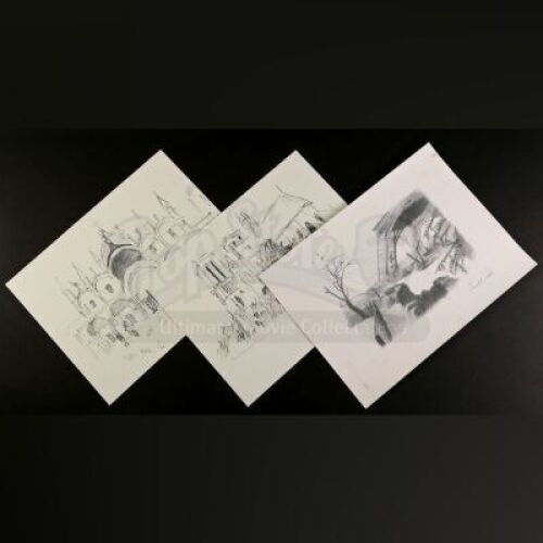 SEASON 1 EPISODE 9: "TROU NORMAND"<br>Hannibal Lecter's (Mads Mikkelsen) Eiffel Tower Printed Illustration and Pair of Printed Building Sketches