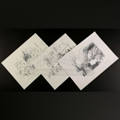 SEASON 1 EPISODE 9: "TROU NORMAND"<br>Hannibal Lecter's (Mads Mikkelsen) Eiffel Tower Printed Illustration and Pair of Printed Building Sketches