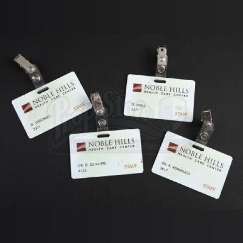 SEASON 1 EPISODE 10: "BUFFET FROID"<br>Dr. Donald Sutcliffe's (John Benjamin Hickey) and Staff ID Badges