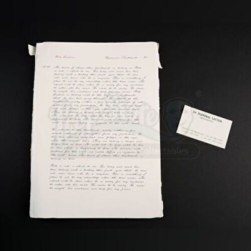 SEASON 2 EPISODE 13: "MIZUMONO"<br>Hannibal Lecter's (Mads Mikkelsen) Psychiatric Notes on Will Graham (Hugh Dancy) and Business Card