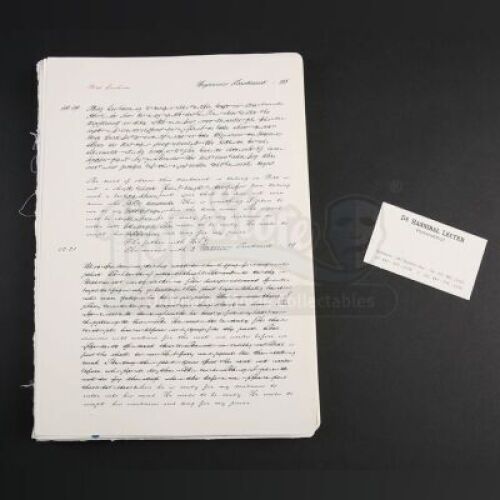 SEASON 2 EPISODE 13: "MIZUMONO"<br>Hannibal Lecter's (Mads Mikkelsen) Psychiatric Notes on Will Graham (Hugh Dancy) and Business Card