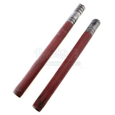 Lot # 393: Benjamin 'Dex' Poindexter's Stunt Separated Foam Rubber Billy Clubs