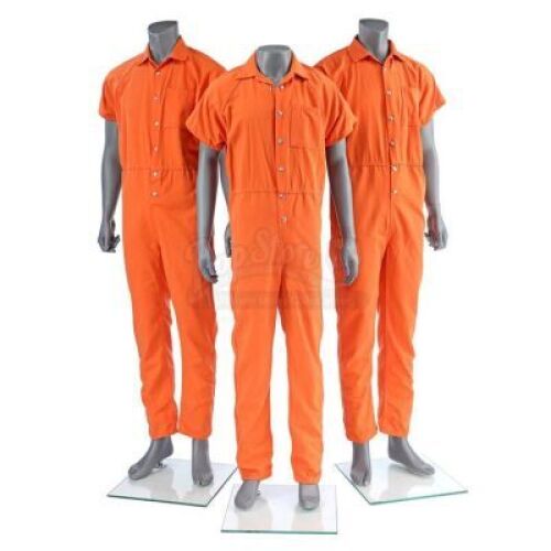 Lot # 488: Three Seagate Prison Jumpsuits