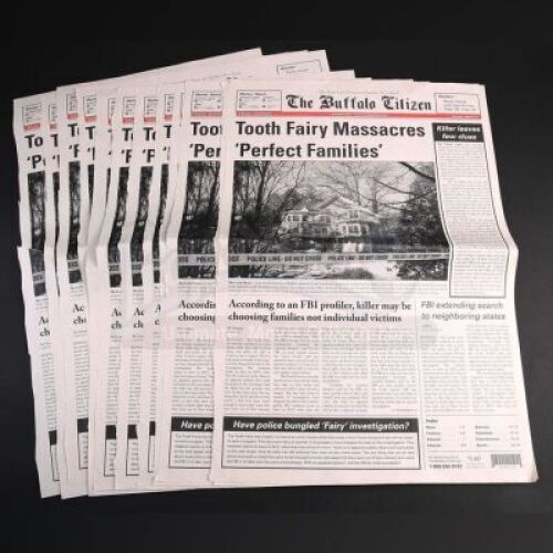 SEASON 3 EPISODE 8: "THE GREAT RED DRAGON"<br>Francis Dolarhyde's (Richard Armitag) Newspaper Front Pages