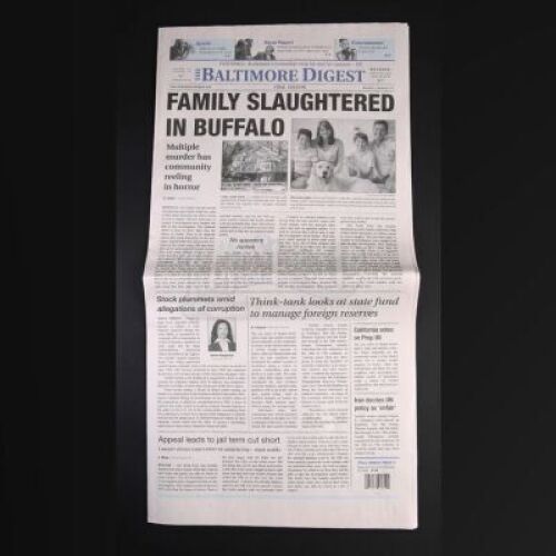 SEASON 3 EPISODE 8: "THE GREAT RED DRAGON"<br>Francis Dolarhyde's (Richard Armitage) Baltimore Digest Newspapers