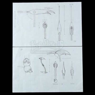 Lot # 738: Pair of Scythe's War Scythe Concept Drawings