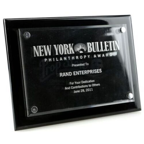 Lot # 747: New York Bulletin Philanthropy Award