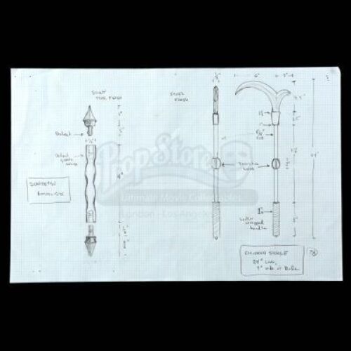 Lot # 773: Chicken Sickle and Suntetsu Concept Drawings