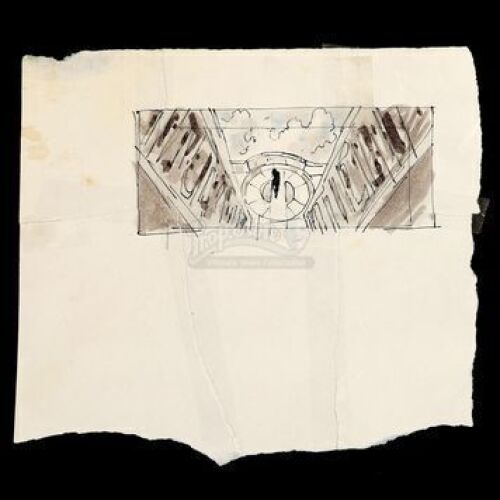 STAR WARS - EP V - THE EMPIRE STRIKES BACK (1980) - Ralph McQuarrie Hand-Drawn Artwork - Cloud City Hallway Thumbnail