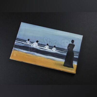 THE WOMAN IN BLACK - Woman In Black At The Beach Painting
