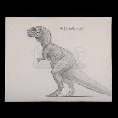 Lot #342 - ONE MILLION YEARS BC (1966) - Ray Harryhausen Hand-Drawn Allosaurus Concept Sketch