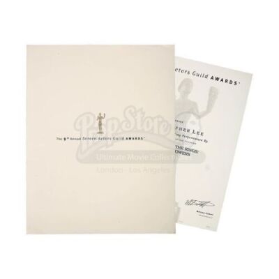 Lot #513 - THE LORD OF THE RINGS (2001-2003) - Sir Christopher Lee Estate Collection: Sir Christopher Lee's Screen Actors Guild Awards Nomination Certificate