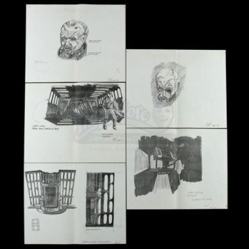 Lot #762 - STAR WARS: RETURN OF THE JEDI (1983) - Five Norman Reynolds Printed Set Piece Design Illustrations