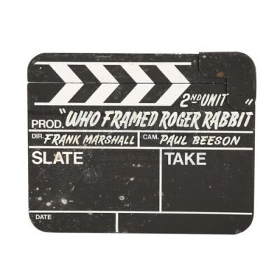Lot #884 - WHO FRAMED ROGER RABBIT (1988) - Robert Watts Collection: Production-Used Second Unit Clapperboard