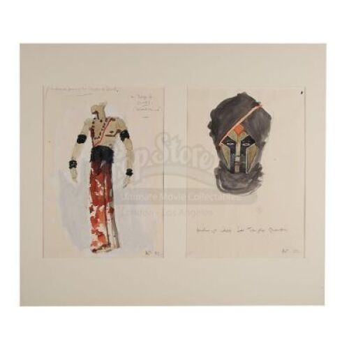 Lot #368 - INDIANA JONES AND THE TEMPLE OF DOOM (1984) - Robert Watts Collection: Anthony Powell Thuggee Guards Watercolour Costume Designs