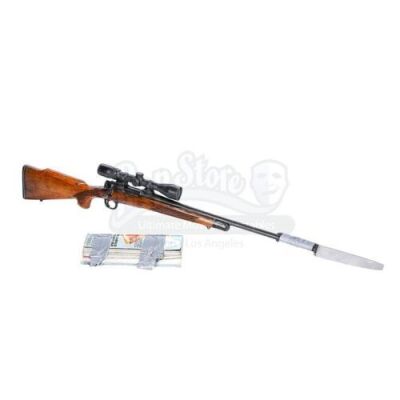 Lot #896 - WORLD WAR Z (2013) - Gerry Lane's (Brad Pitt) Stunt Hunting Rifle and Magazine Arm Guard