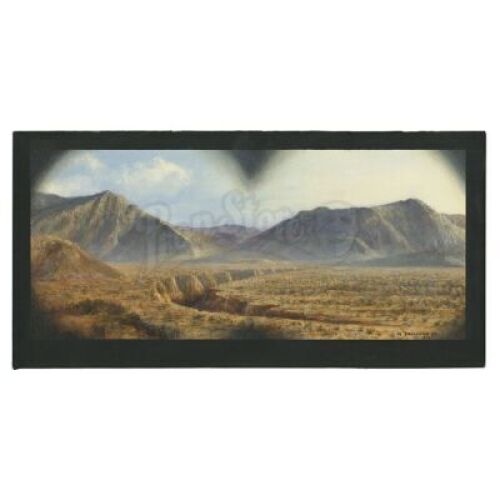 Lot #392 - INDIANA JONES AND THE LAST CRUSADE (1989) - Hand-Painted Mark Sullivan Canyon Matte Painting Study