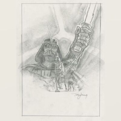 Lot #749 - STAR WARS: THE EMPIRE STRIKES BACK (1980) - Hand-drawn Tom Jung Poster Concept Sketch