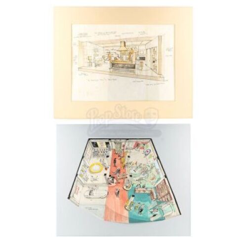 Lot #404 - JAMES BOND: CASINO ROYALE (1967) - Two Hand-Drawn Set Designs