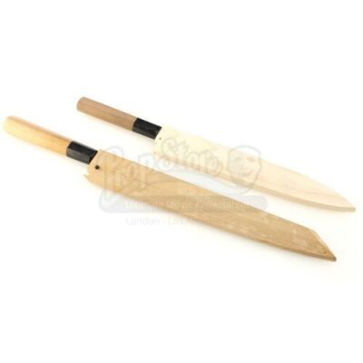 Lot # 101: JOHN WICK: CHAPTER 3 - PARABELLUM - Two Antique Warehouse Fight Knives with Sheaths
